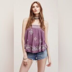 NWT Free People You Got it Bad embroidered strapless top
